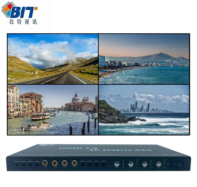 Controlador Profesional de Audio, Video e Iluminación Bitvisus, DVI/TCP/IP a HDMI 4X4, Matriz de Video Wall con Conmutación Rápida de Medios