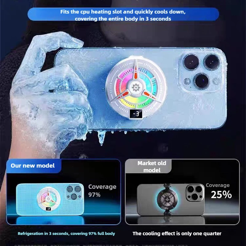 MINGCVIL Magnetischer Rückenclip, universeller 2-in-1-Telefonkühler, Halbleiter-Lüfter, Gefrierkühler für iOS, Android, Game-Tablet