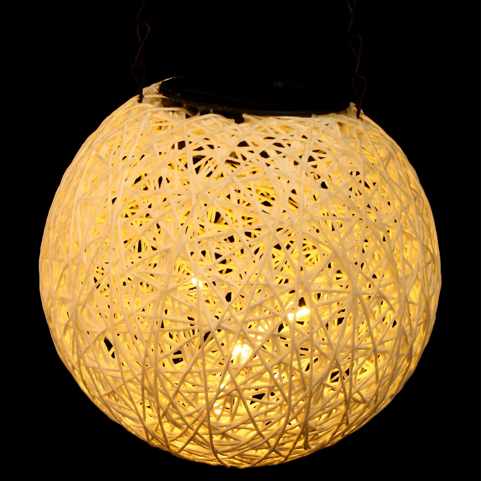 

Solar Rattan Ball Light Globe Pendant Durable Plastic Iron Auto Night Light No Wires Needed Garden Courtyard Holiday Decor