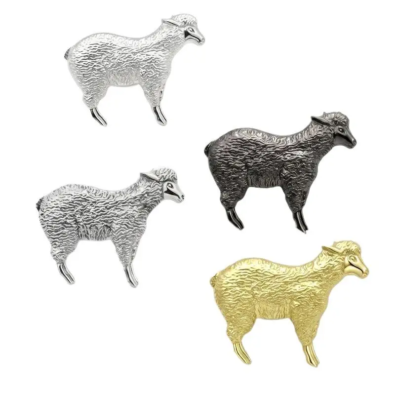 Elegant Enamel Rhinestone Sheep Zodiac Brooches Fashion Unisex Lapel Pins for Wedding Guest Wear