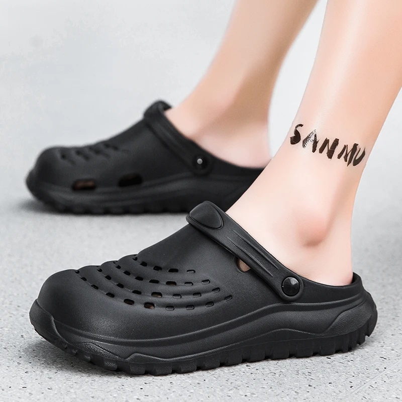 

Breathable Men's Slippers Summer Man Beach Sandals Non-slip Indoor Home Male Bathroom Slippers Garden Shoes Outdoor Casual Shoes