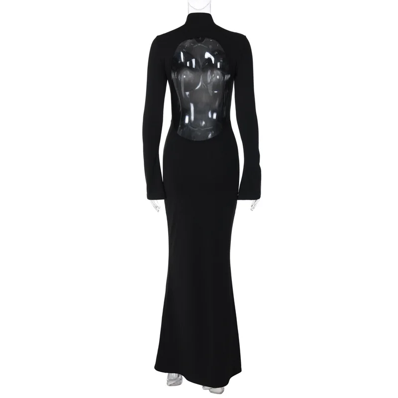 Sexy Women Maxi Bodycon Dress Long Sleeve Sheath Dresses Elegant Party Evening Club Wrap Black Winter Dress Fashion Outfits