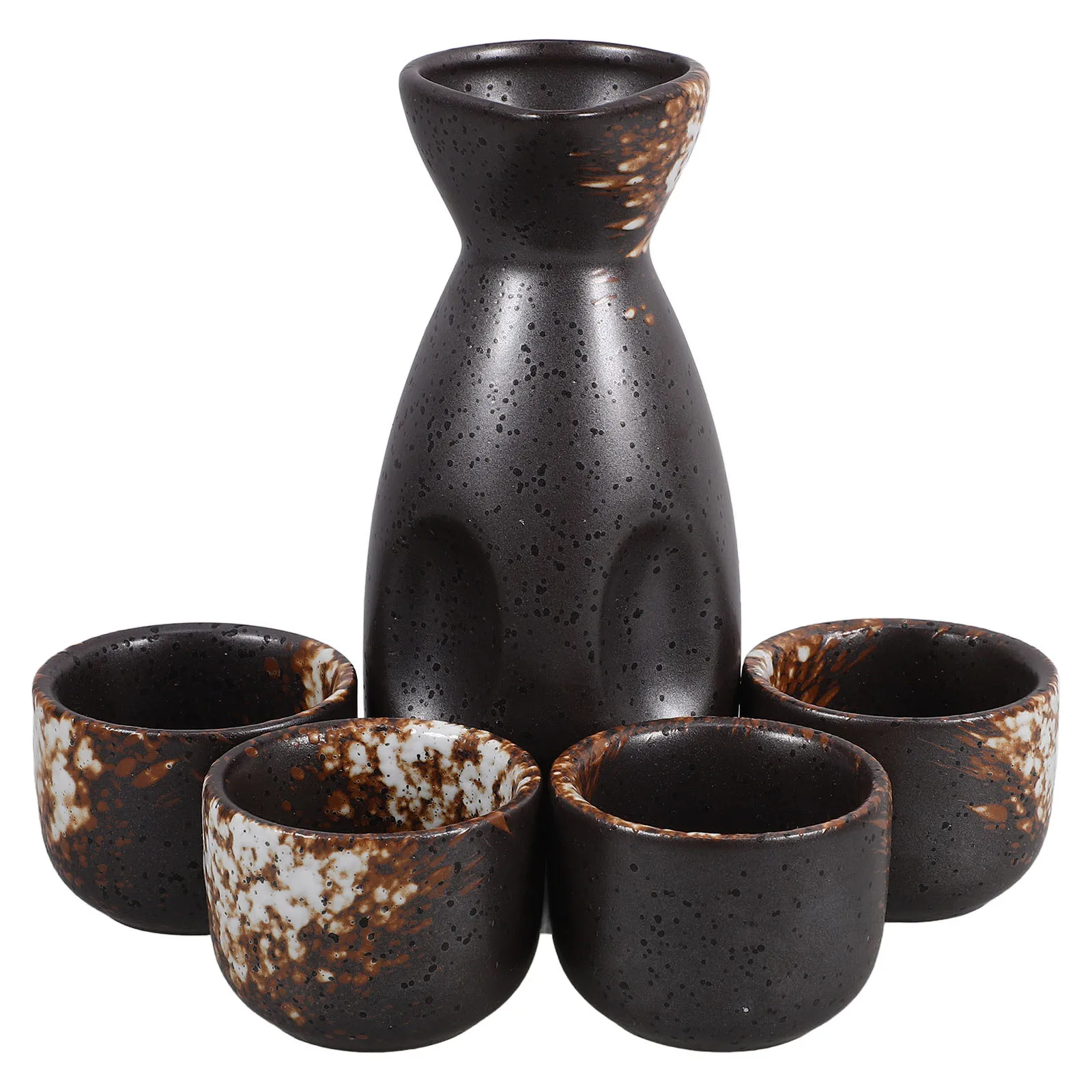 

1Set Japanese Sake Set Ceramic Traditional Sake Pot with Cups Retro Vintage Style Perfect for Home Bar Restaurant Entertaining