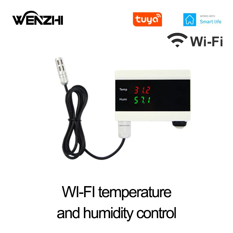 WiFi Temperature And Humidity Sensor Digital Thermometer Hygromete Tuya Smart Life App Remote Home Automation Residential DIY