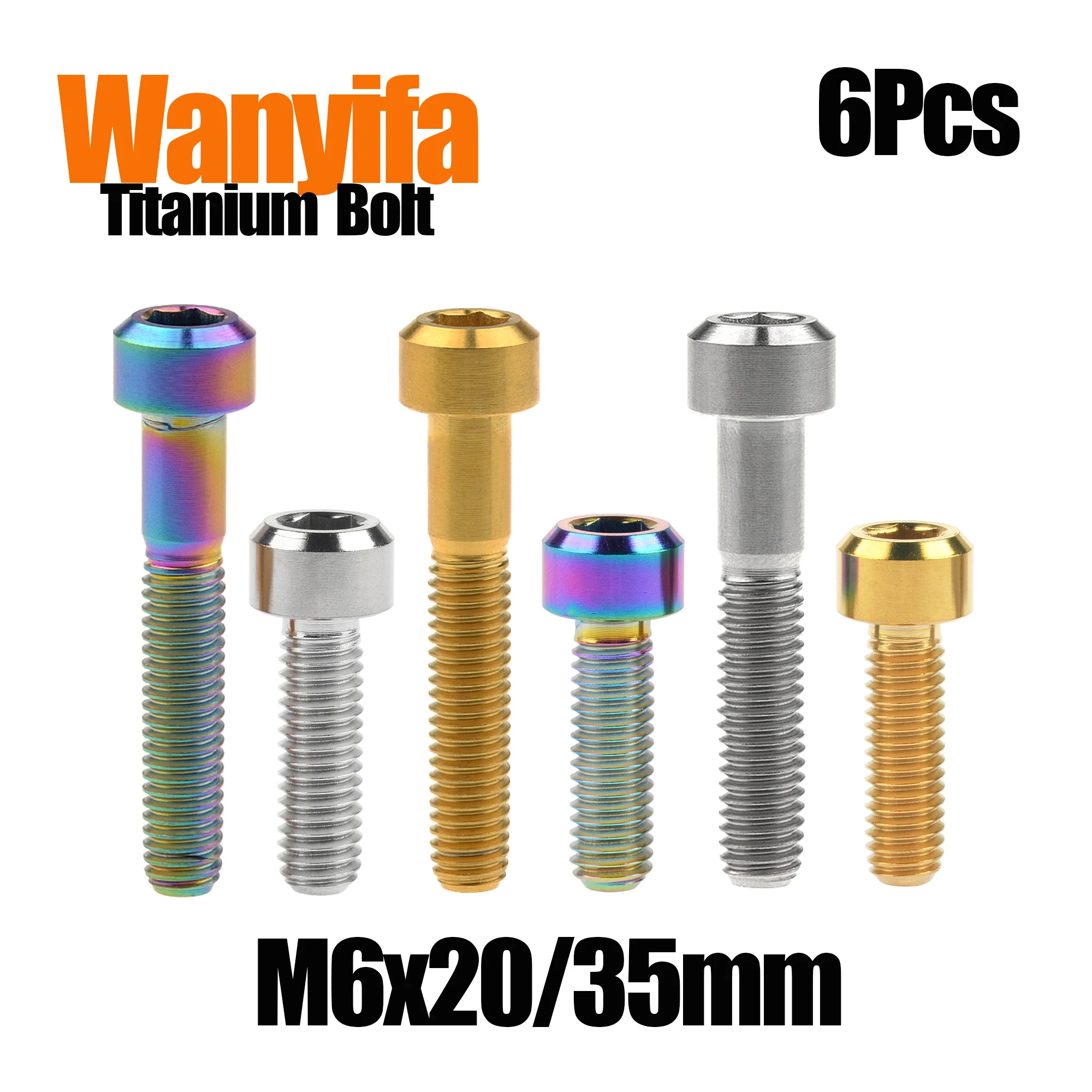 

Wanyifa Titanium Bolts M6x20/35mm Allen Ti Screws for MTB Part Fasteners Motorcycle Refit Componentes 6Pcs