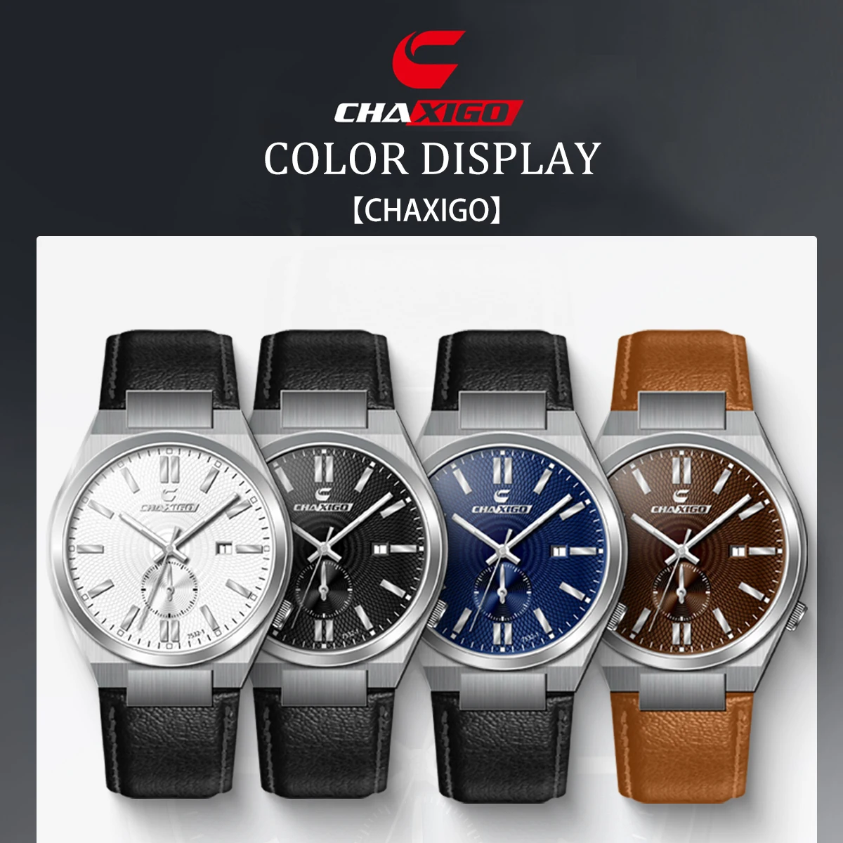 

CHAXIGO Men's Genuine Leather Strap Watch 40mm Luxurious Business Style Luminous Dial 3ATM Water Resistance Quartz Movement