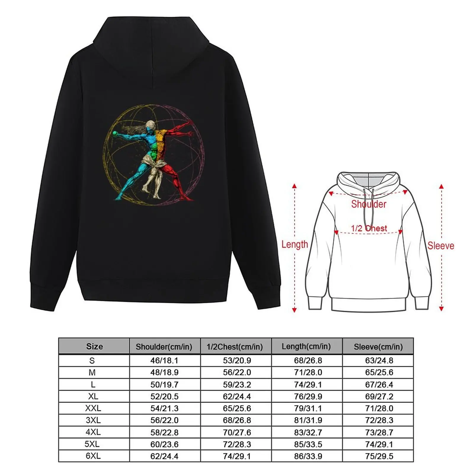 Monde de Vitruve-homme anatomique, anatomie de Vitruve, sweat à capuche Globe 3D chemise à capuche mode hommes vêtements pour hommes sweat à capuche d'automne