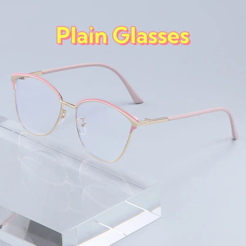 

Large Framed Cat Eye Optical Glasses Cute Sweet School Style Metal for Women Men Anti Blue Light Glasses Eye Protection