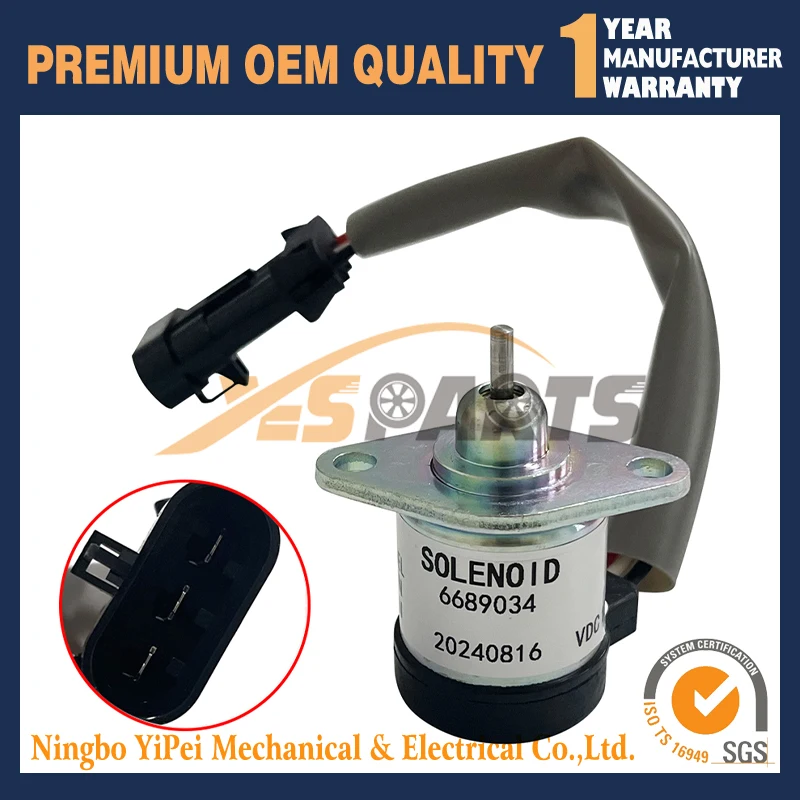 

6689034 Fuel Shutoff Solenoid 12V For Bobcat Skid Steer Loaders S220 S250 S300 S330 S750 S770 S850 T250 T300 T320 T750 T770 T870