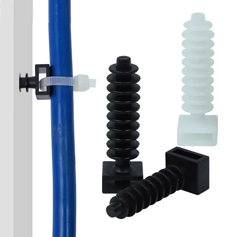 500pcs Black White Plastic Cable Tie Holder CH-6 CH-8 Gecko Type Nylon Bundle Toothed Cable Tie Fixed Seat Cable Clamp Holder