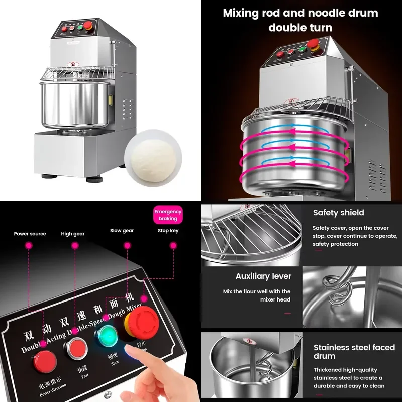 2026 Commercial Bakery Bread Making Machine Stainless 50kg 5 kg 10 qt Dough Kneader Flour Spiral Bakery and Pastry Dough