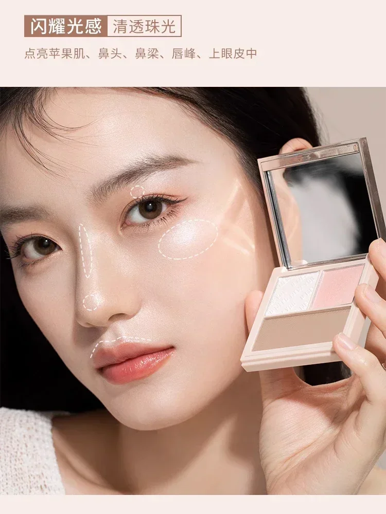 UNNY Tavolozza per contorni con controllo dell'olio Trucco Evidenziatore Bronzer Polvere a lunga durata Impermeabile Bellezza rara Cosmetici originali Abbastanza