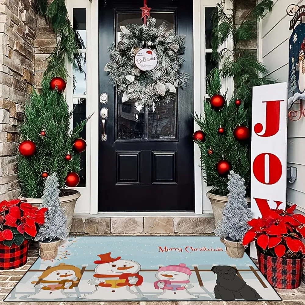 ممسحة VIKAMA لعيد الميلاد، سجادة مضادة للانزلاق قابلة للغسل في الغسالة، ديكور مدخل داخلي وخارجي لغرفة المعيشة في الباب الأمامي