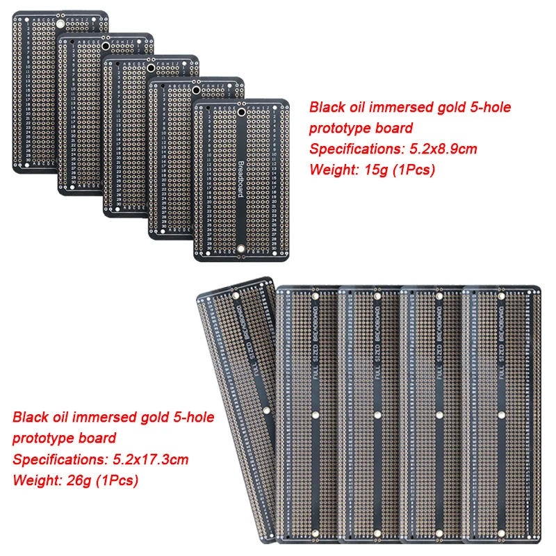 1/5/10 Uds 5,2x8,9/5,2x17,3 cm placa de pruebas de soldadura permanente estándar placa PCB prototipo Kit de electrónica DIY para Arduino