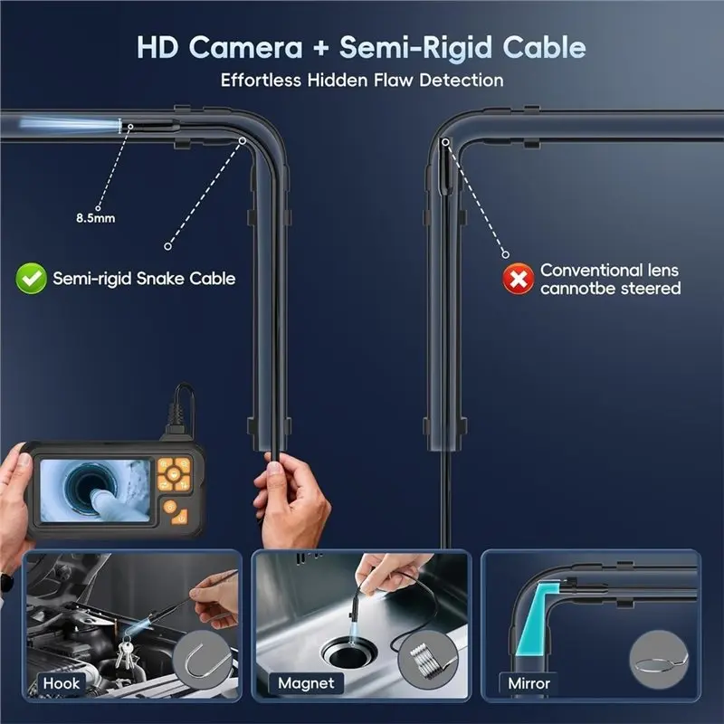 A73E-Endoscope Camera 1080P HD Borescope Inspection Camera For Auto & Plumbing 4.3