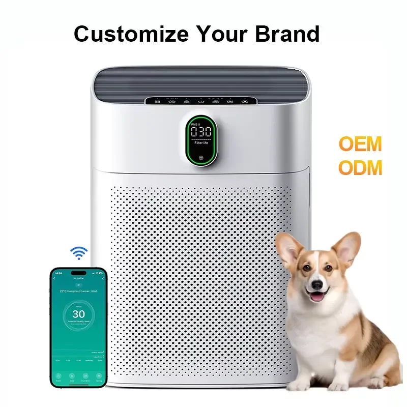 for OEM ODM Pet Air Purifier for Home Large Room Wi-Fi Odor Control PM2.5 Monitor Auto Mode HEPA Filter Removes Dust