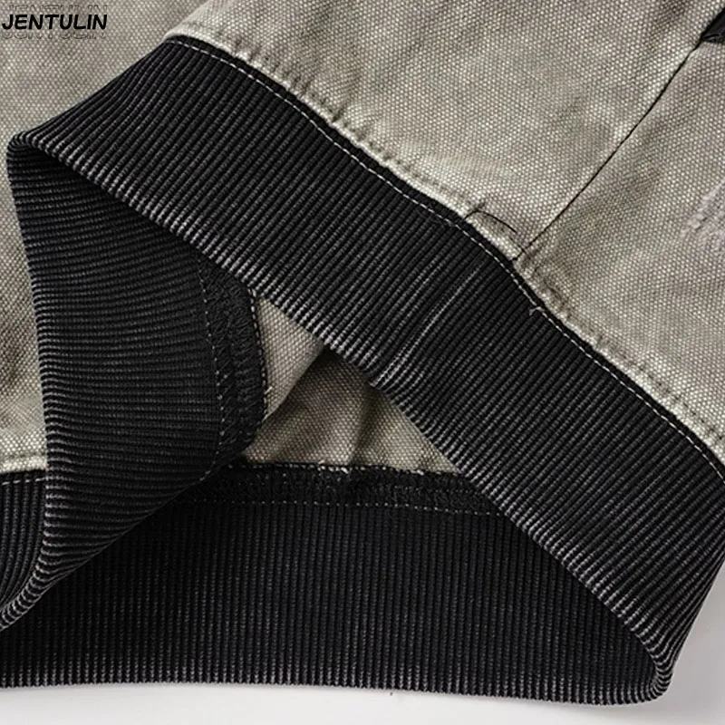 American Washed Color Blocked Patchwork Hooded Sweatshirt With Irregular Frayed Edges Loose Fitting Hoodie For Both Men Women