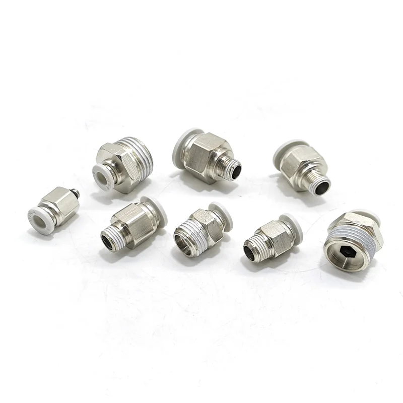 10pcs Cylinder PC threaded through pipe quick plug connector APC4/6/8/10/12-04/M5/01/02/03/M5