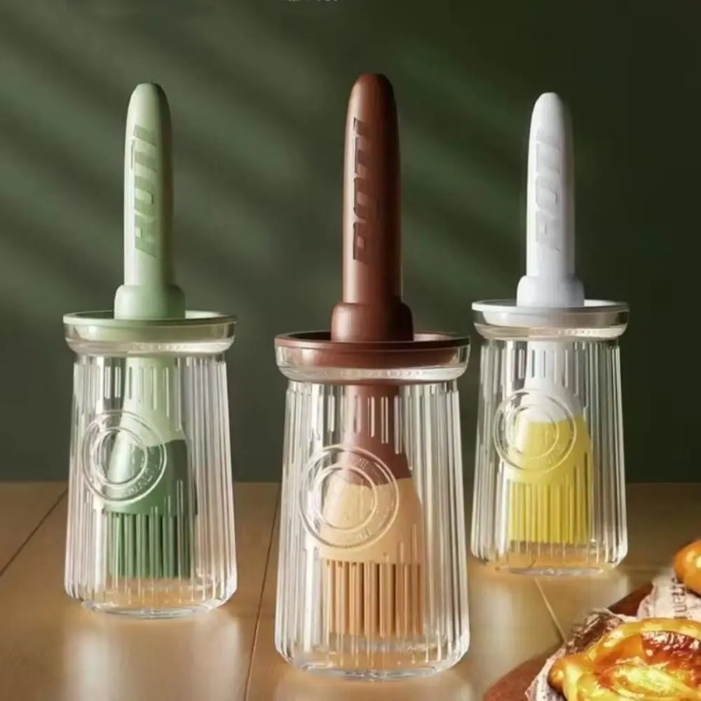3 In 1 BBQ Oil Brush Heat Resistant Split Type Sauce Applying Brush Baking Tool Silicone Oil Dispenser Bottle with Brush Cooking