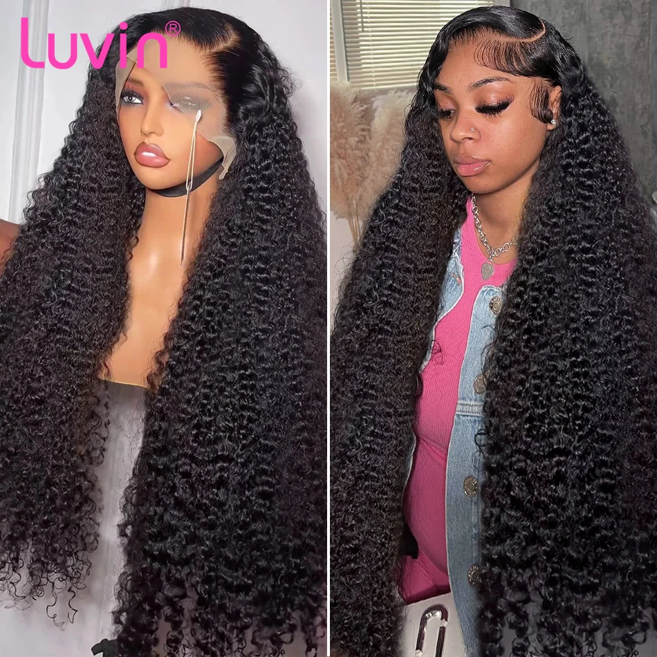 13x4 Curly Lace Front Human Hair Wigs Pre Plucked Brazilian Hair 36 38 Inch Deep Wave Frontal Wig For Black Women 220 Density