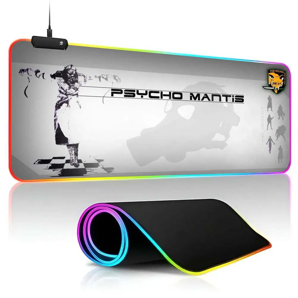 Metal Gear Solid Mouse Pad RGB Backlight AnimePc Game Accessories Desk Protector Backlit Mat Gaming Large
