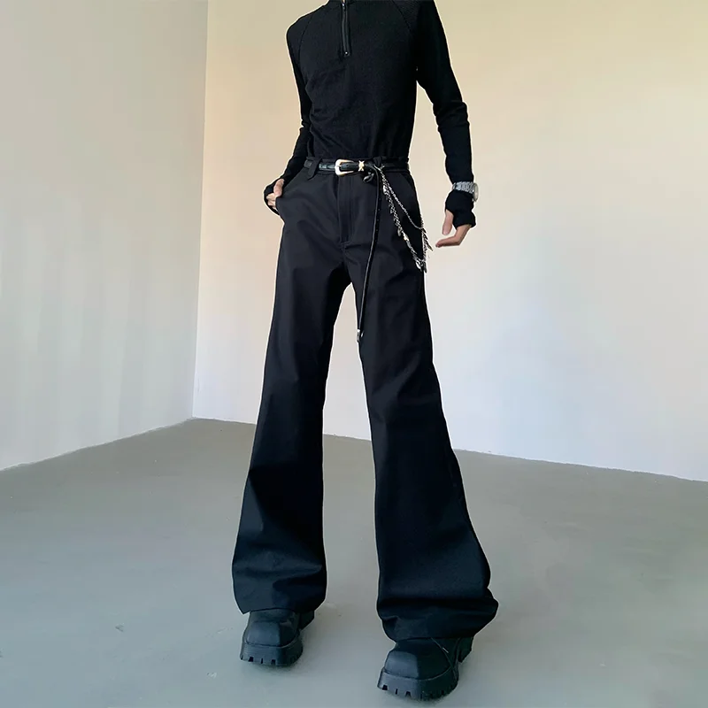 

Hanyartn Original Deconstructed Loose Fit Vibe Sle Men's West Pants Dra Micro Flared Long Trousers Youth Casual Spring