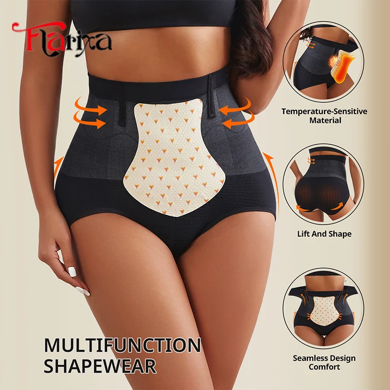 Flarixa Seamless Tummy Control Panties Women High Waist Briefs Thermal Fat Burning Underwear Slimming Belly Shaper Hip Lift Pant