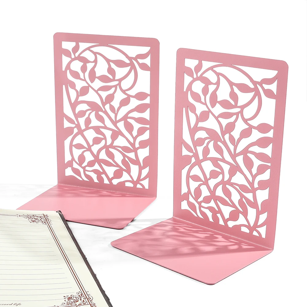 2Pcs/1Set Romantic Pink Trees Shade Bookends Birdie Leaf Fork Desk Book Support For Students Teachers Book Rests Book Holder