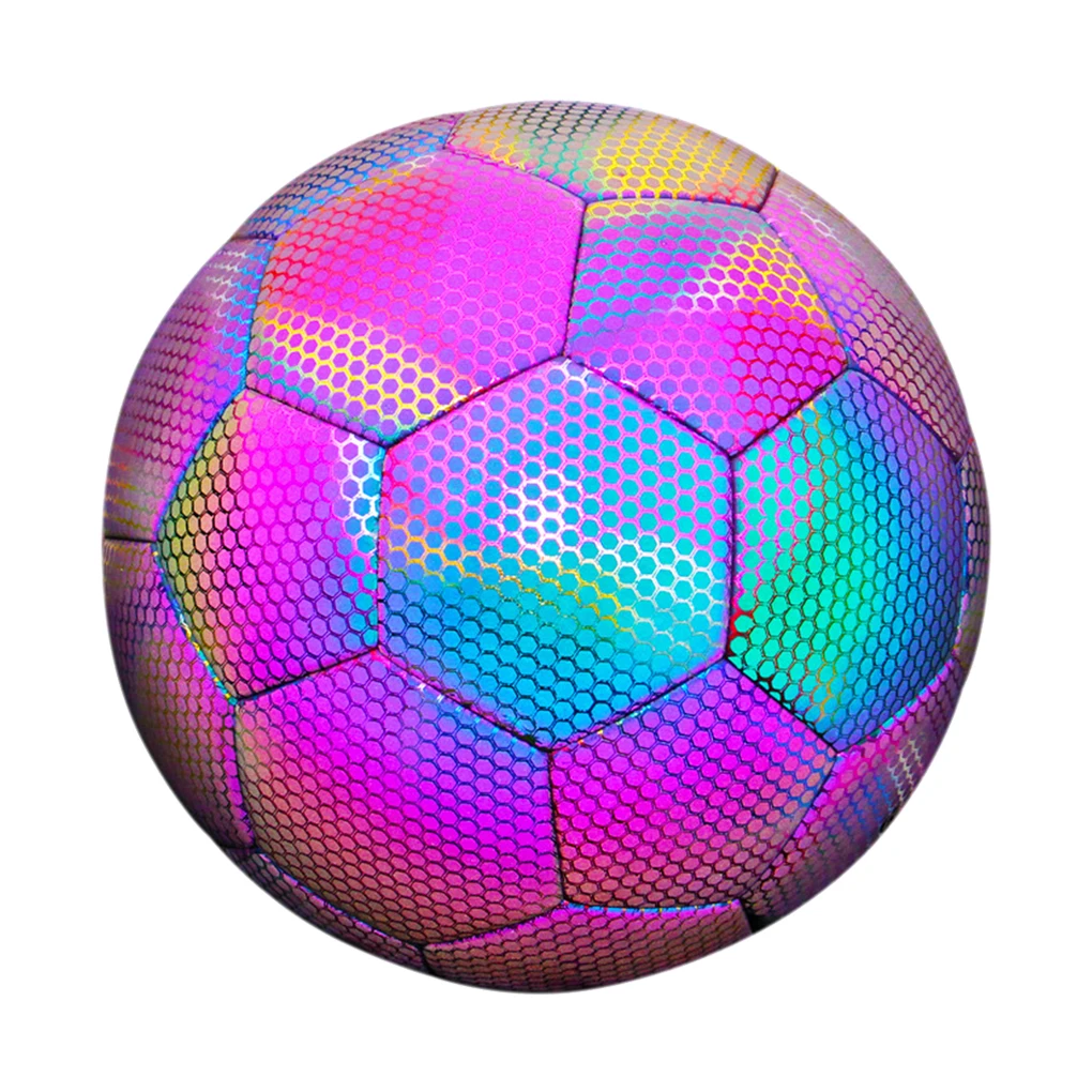 Reflektierender Fußball der Größe 5, Laser-Nachtlichtemissionsfußball, PU, Dicke 3,5 mm, Schulwettbewerbs-Trainingszubehör