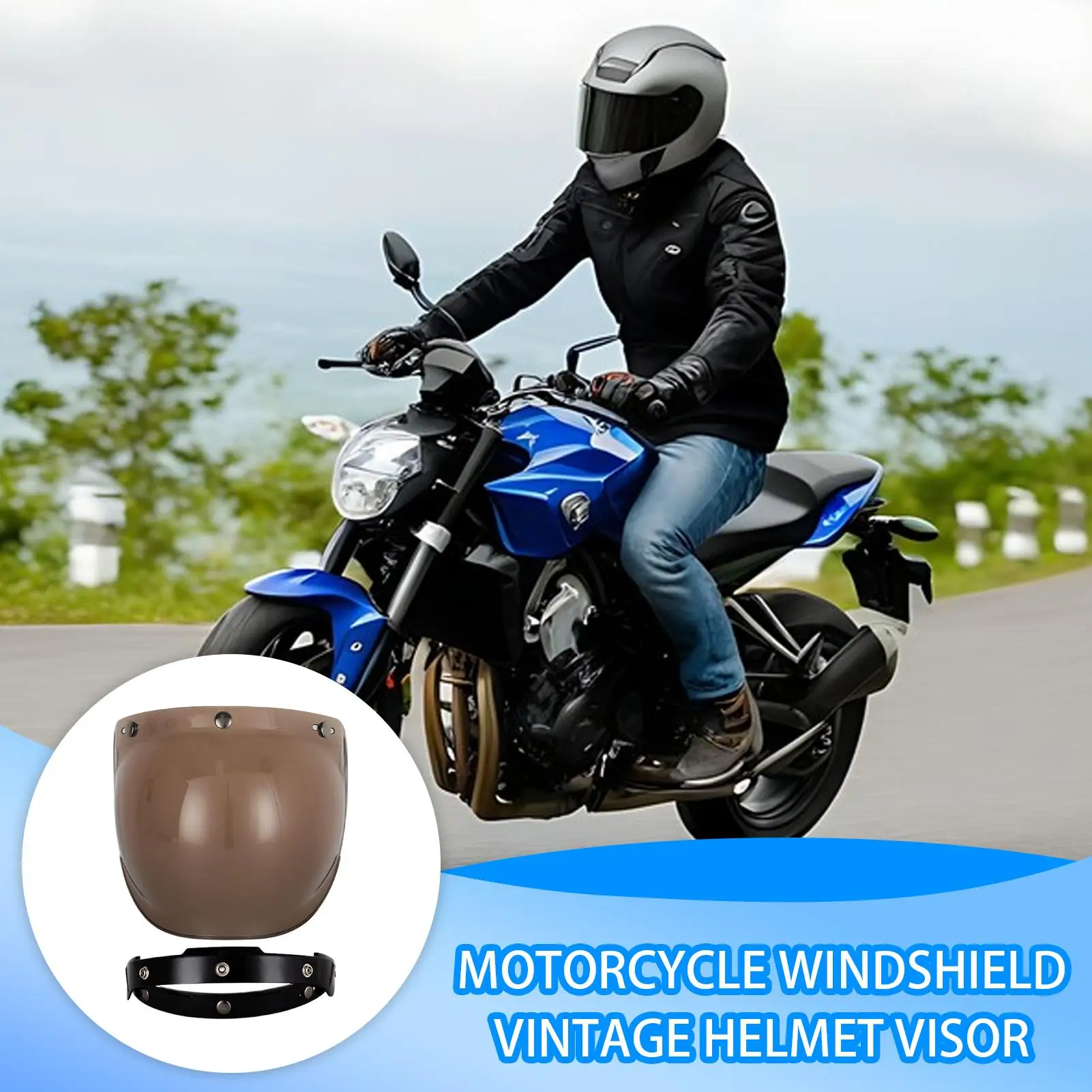 

Motorcycle Helmet Visor Universal Windproof Wind Shield Lens Open Face Lens Accessories For Rainy Weather Night Long Distance
