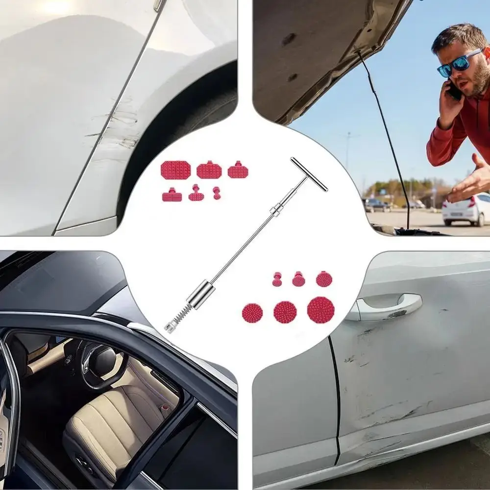 T Rod Car Dent Repair Tools DIY Remove Dents Auto Body Repair Set Manual Lever Auto Dent Pulling Tabs Dent Puller Tool Kit