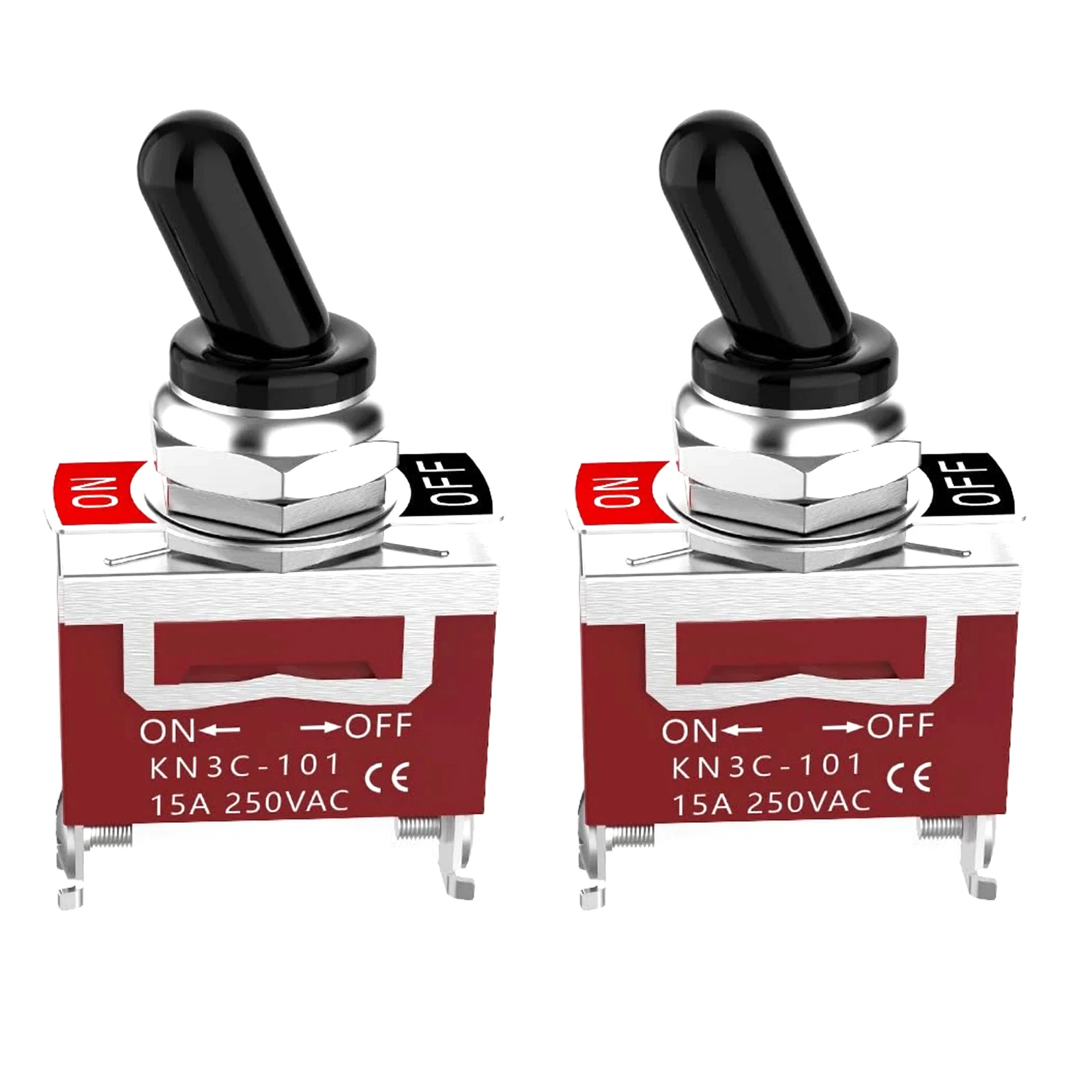 2Pcs Toggle Switch 12V 30A SPST 2 Pin ON/Off, Heavy Duty 20A 125VAC 15A 250VAC for Car Boat Marine with Waterproof Cover