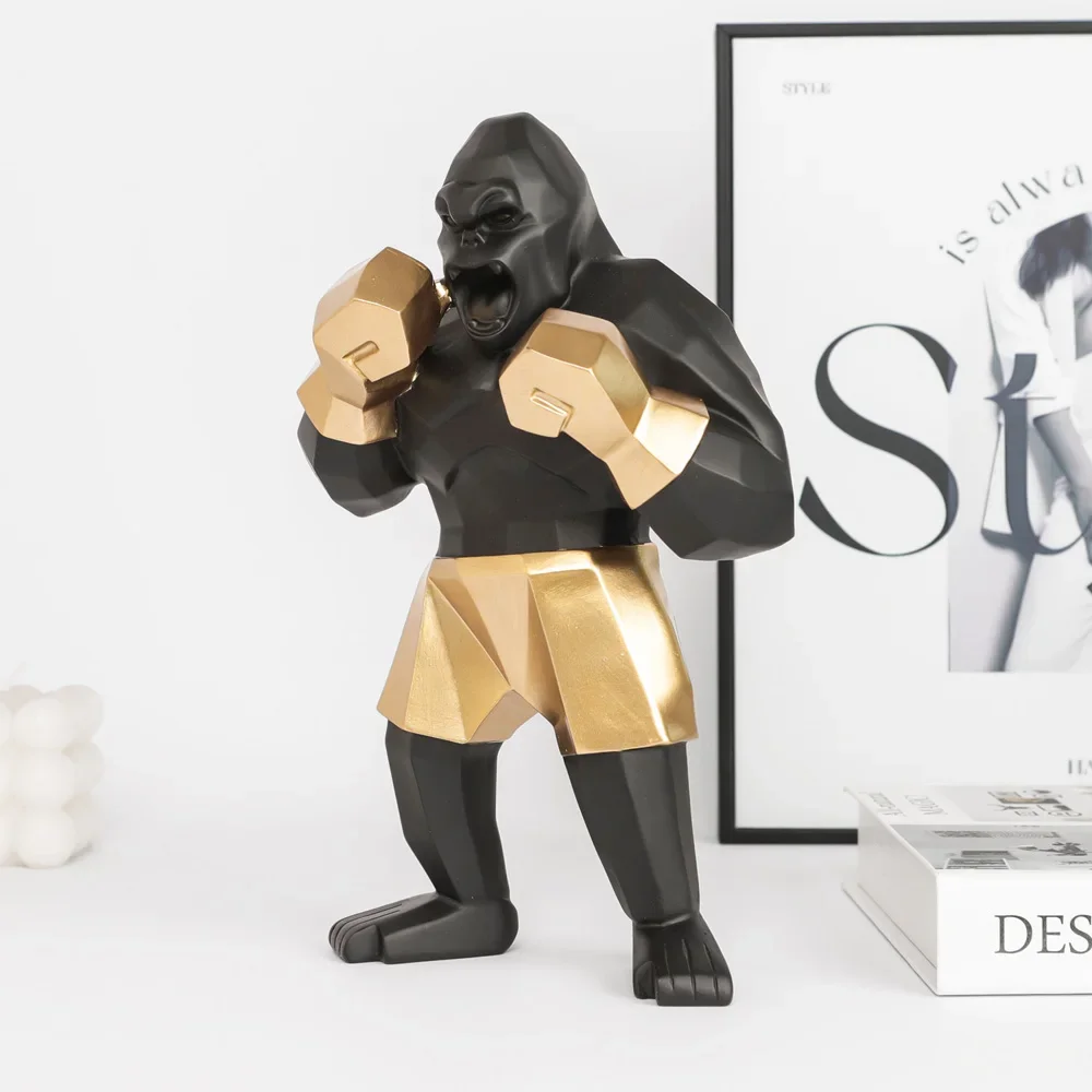 Gorilla Boxing King Kong Sculpture, Creative Tabletop Decoration, Animal Statue, Home Decoration, Fashion