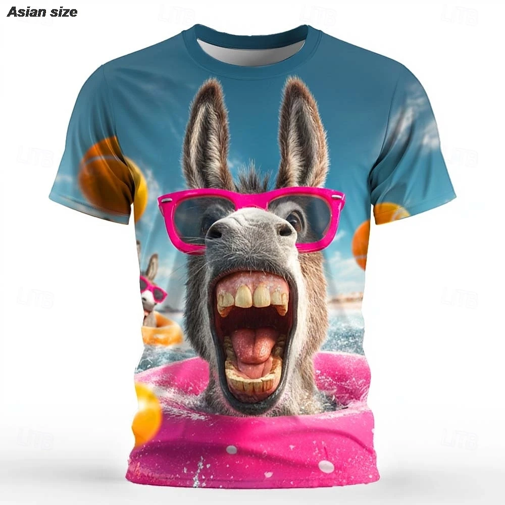 Men's Animal Funny T Shirt Short Sleeve T shirt 3D Print Crew Neck Shirt Exaggerated Designer Party Summer Spring  Apparel