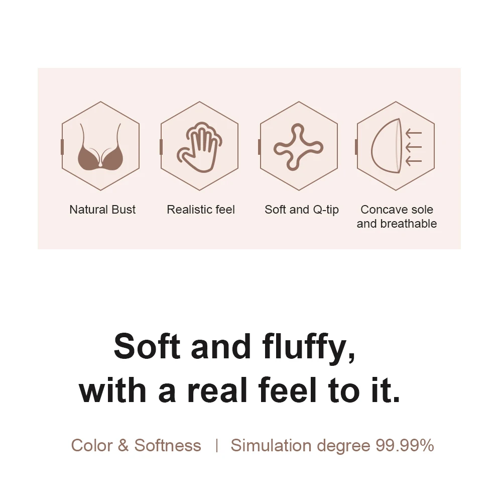 Soft silicone breast form detail