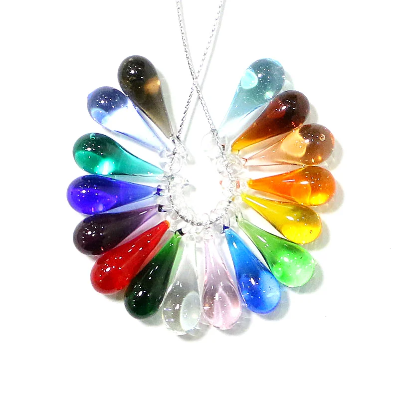 6pcs Custom Colorful Lovely Water Drop Mini Glass Pendant Fashion Charm DIY Women's Jewelry Necklace Earrings Making Accessories