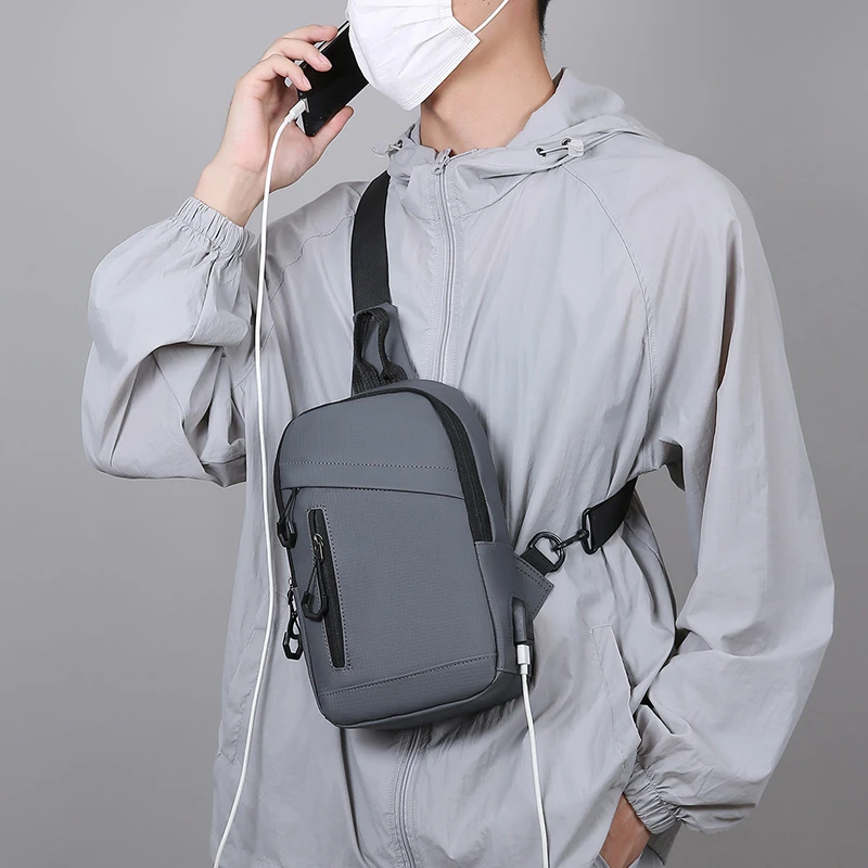 رجل حقيبة صدر للرجال جودة متعددة الوظائف حقيبة كتف سعة كبيرة للرجال حقيبة كروسبودي رسول حقيبة ظهر مقاومة للماء منفذ USB حقيبة #5