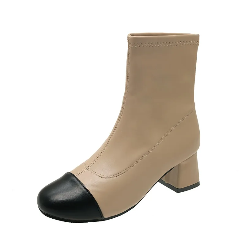 Botines de tacón alto para Mujer, zapatos de moda de invierno 2025, botas cortas gruesas elegantes de diseñador, zapatos de tacón para fiesta, Zapatillas para Mujer