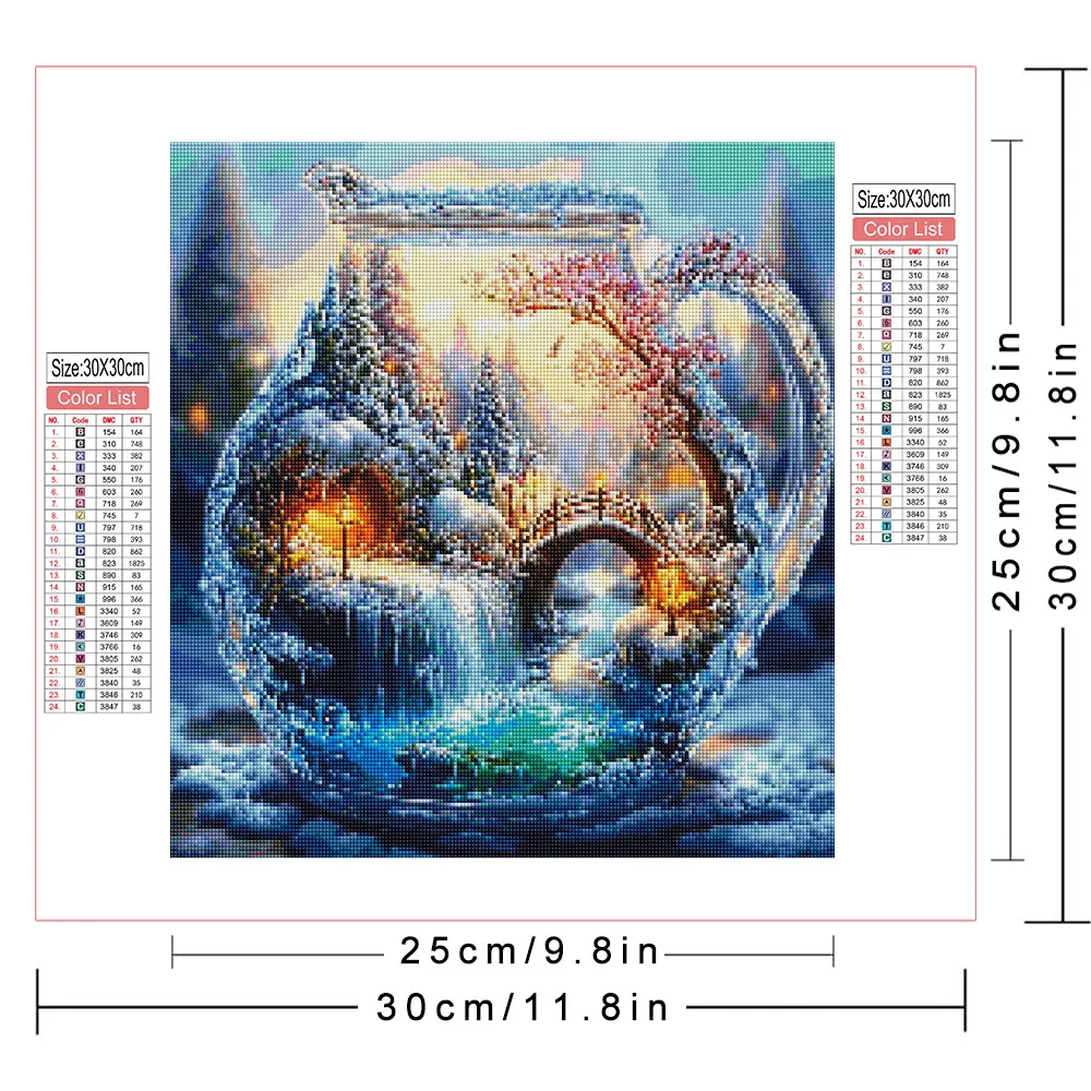 AZQSD Diamond Mosaic Kits Waterfall Landscape Home Room Art Craft Diamond Painting Cup Winter Nature Snow Forest Rhinestones