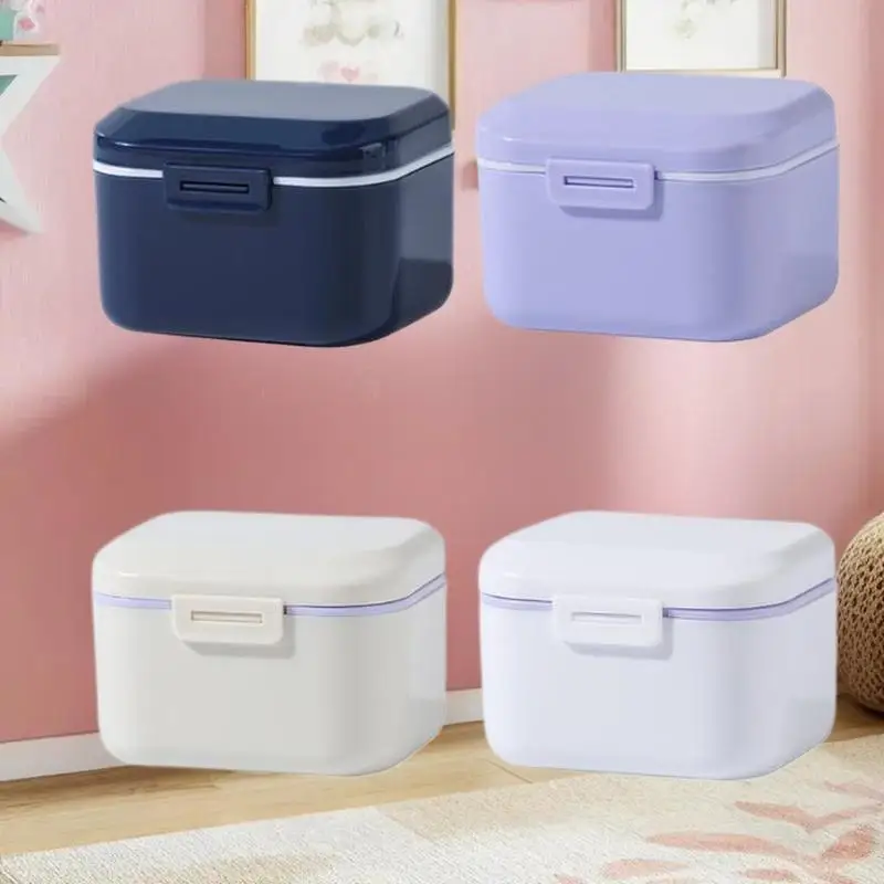 

Retainer Case Portable Mouth Guard Box Oral Cleaning False Teeth Denture Storage Box Teeth Aligner Double Layer Braces Box