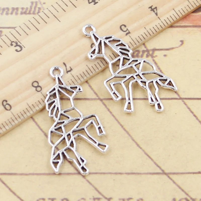 

20pcs Charms Hollow Unicorn Horse 33x17mm Tibetan Silver Color Pendants Antique Jewelry Making DIY Handmade Craft