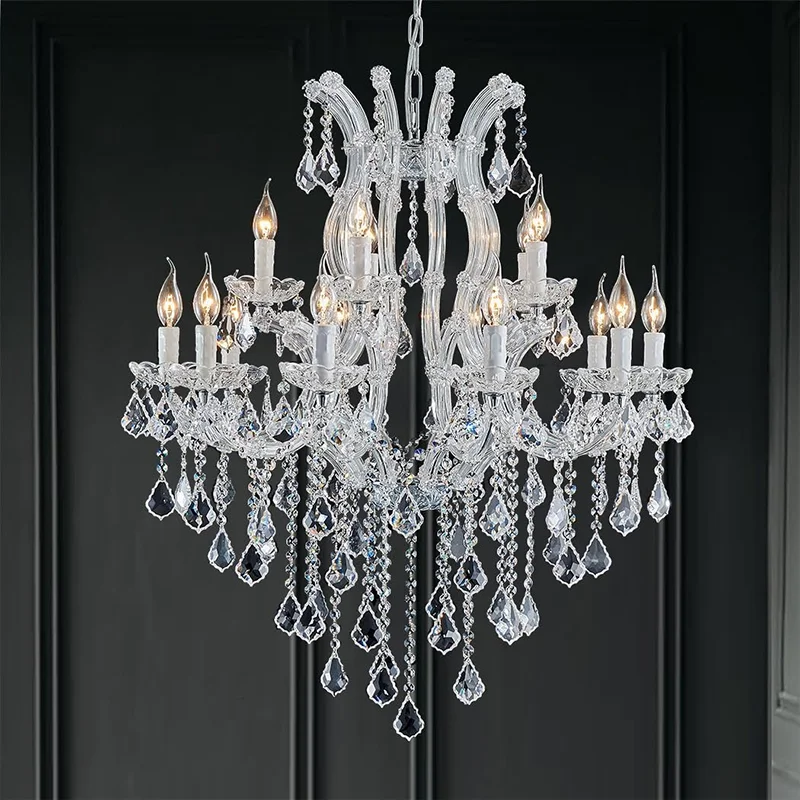 

Maria Theresa Crystal chandelier for living room luxury Gold hanging lamp Cristal Lustre Staircase Modern Ceiling light fixture