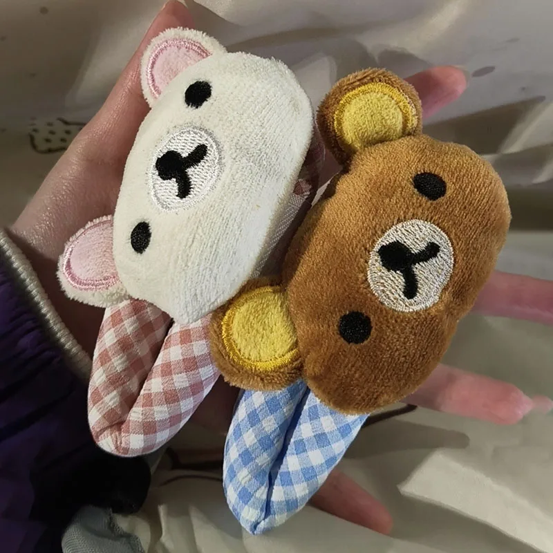 Plush Bear Hair Clip Autumn Winter Checkered Sweet Japanese Korean Versatile Side Bangs Clip For Women