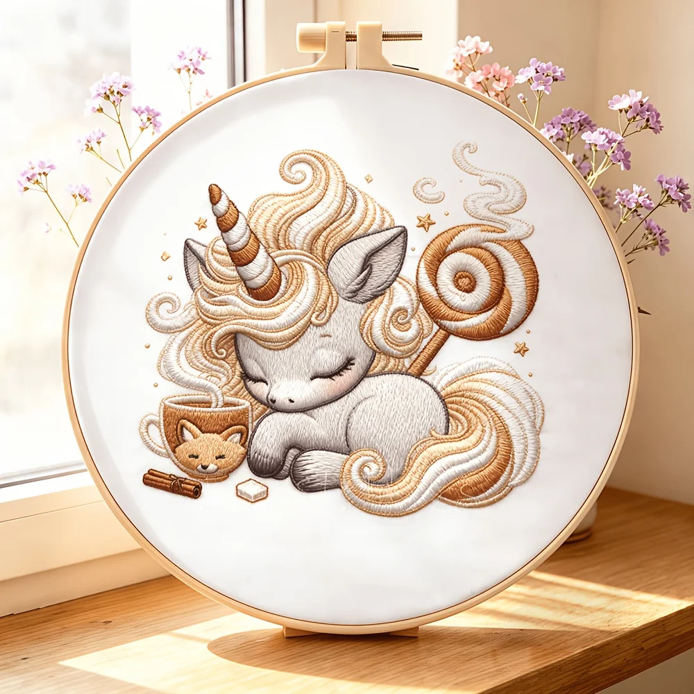 Embroidery Stitch Practice Kit Pre‑Printed Fabric Bamboo Hoop Thread Needles Learning Hand‑Stitching Craft Set