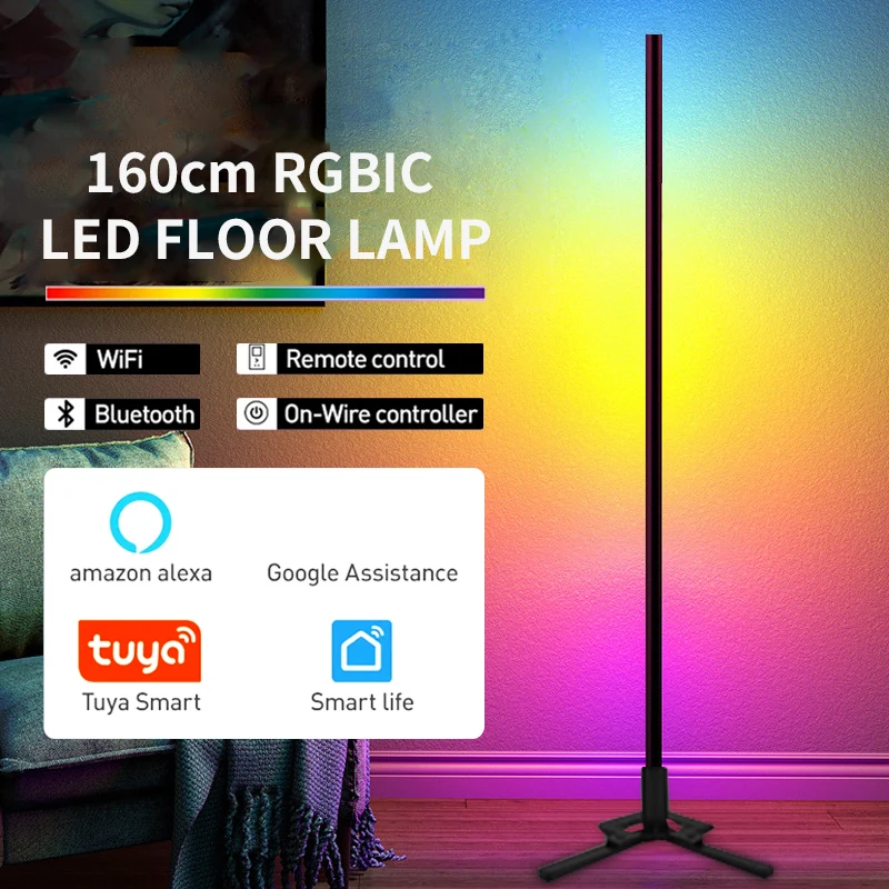 Tuya RGB LED Floor Light, Colorido, Controle Remoto, aplicacua Inteligente, Ambiente De mando Moderno, 160cm