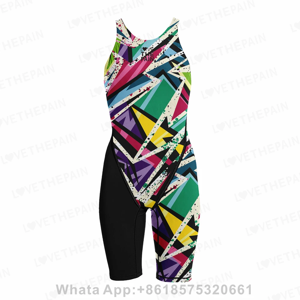 Wedstrijdtraining Badmode Tech Suits Hals Om Knie Tech Suits Vrouwen Open Back Comfort Bandjes Badpak Jumpsuit Badpak 2023