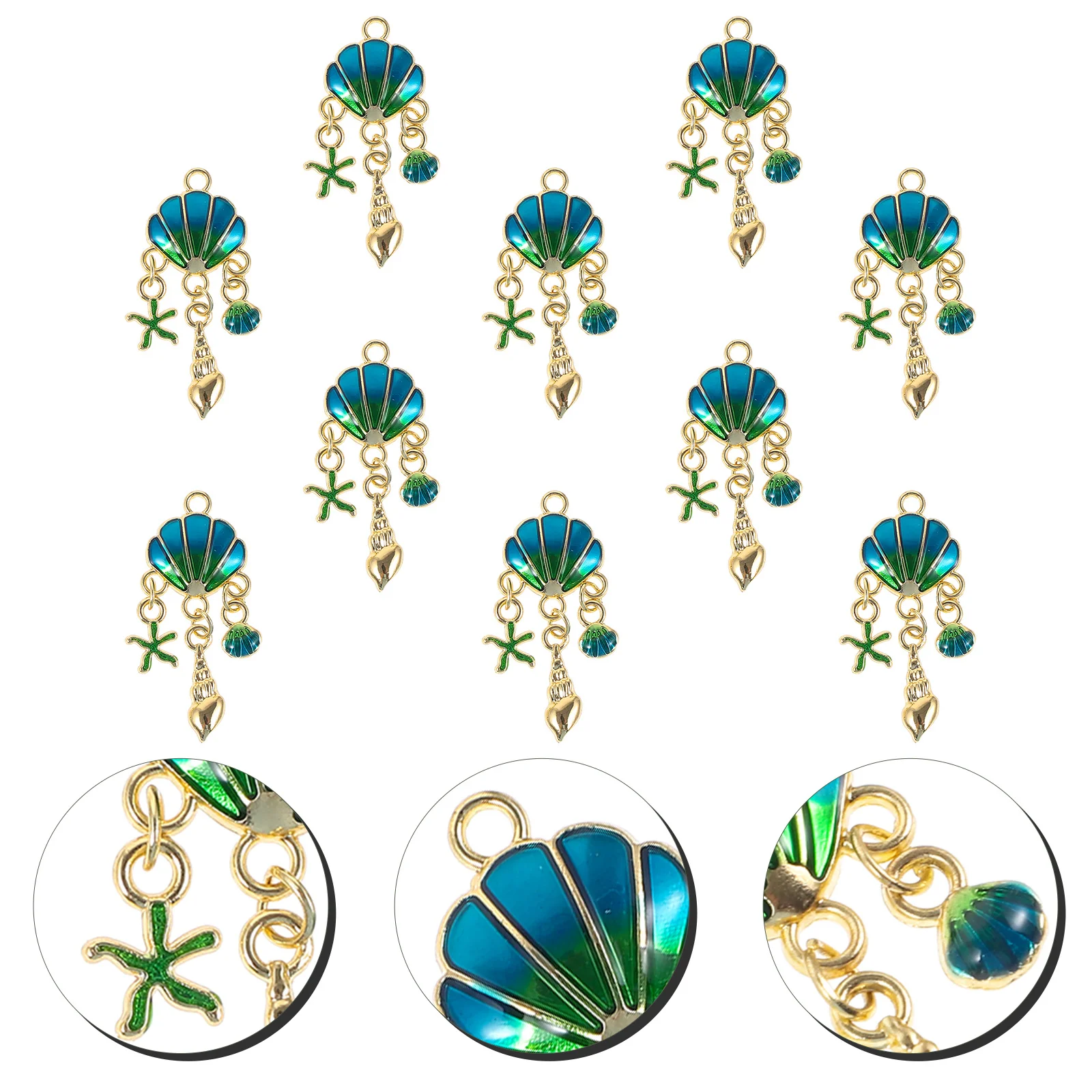 

10Pcs Seashell Pendants Durable Safe Alloy DIY Jewelry Findings Earrings Necklace Sweater Chains Crafting Seashell Charms