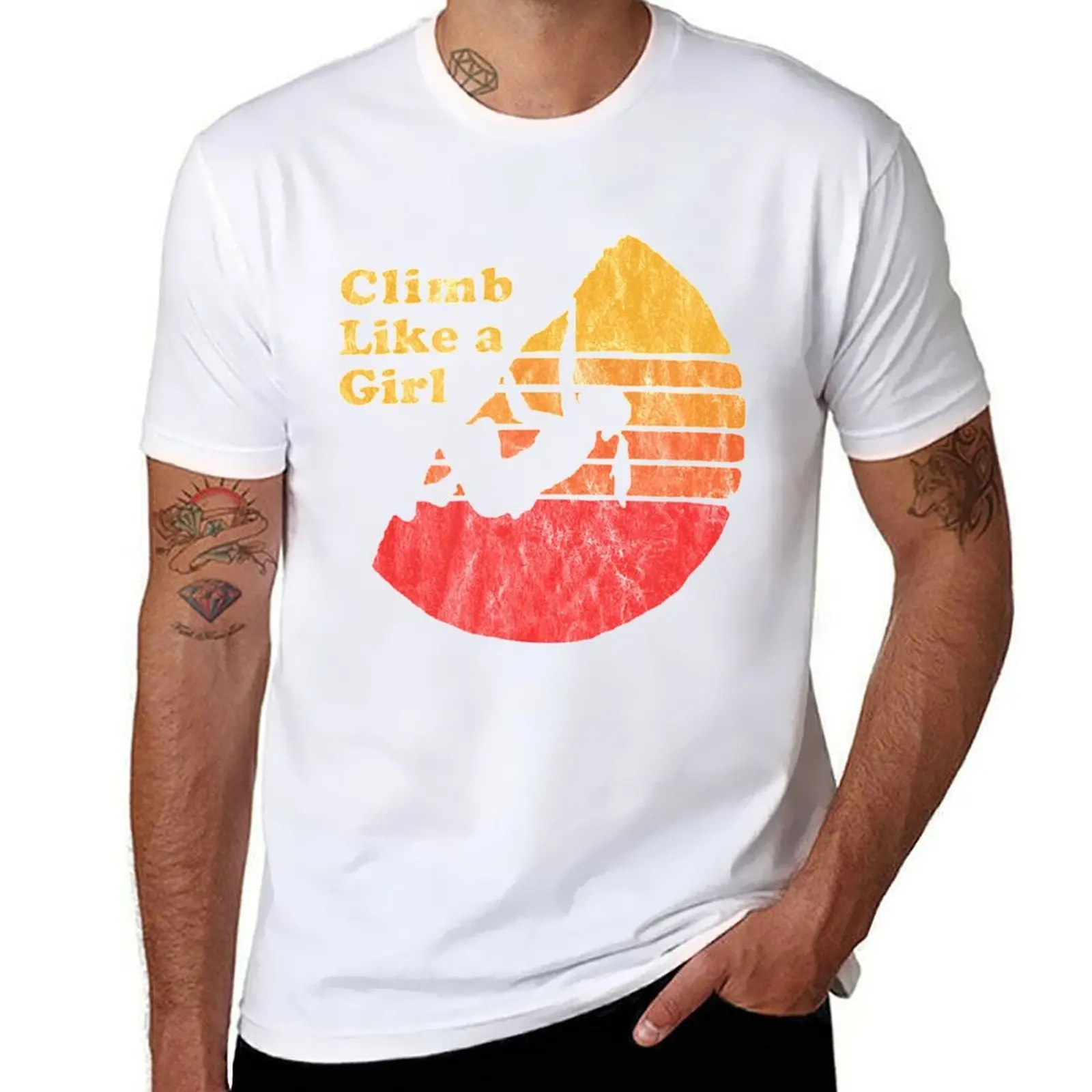 

Climb Like a Girl Distressed Retro Rock Climbing 08s T-Shirt man tshirt t shirt custom print T-Shirt