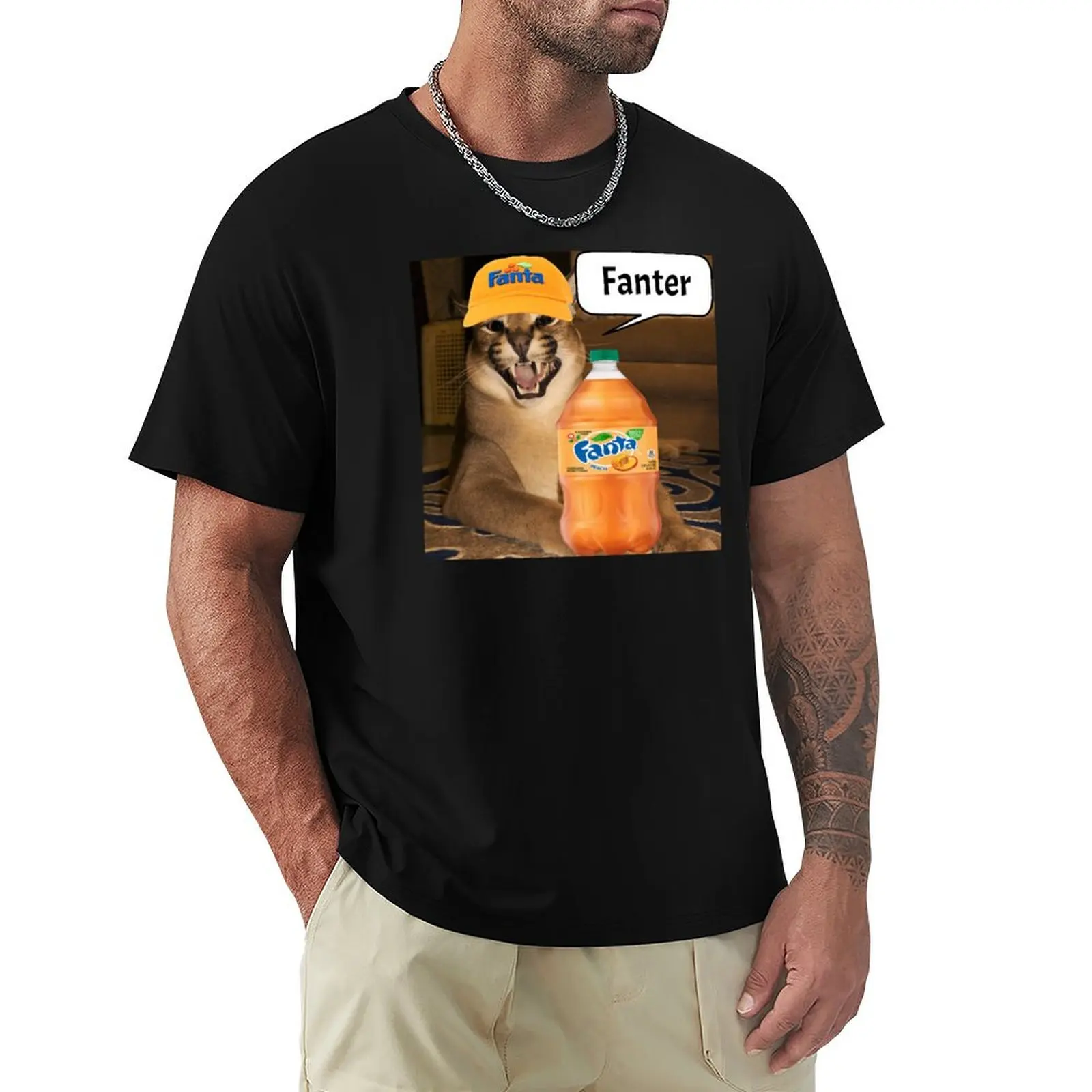 Big Floppa Cat Meme Fanter T-Shirt man t shirts cotton T-Shirt