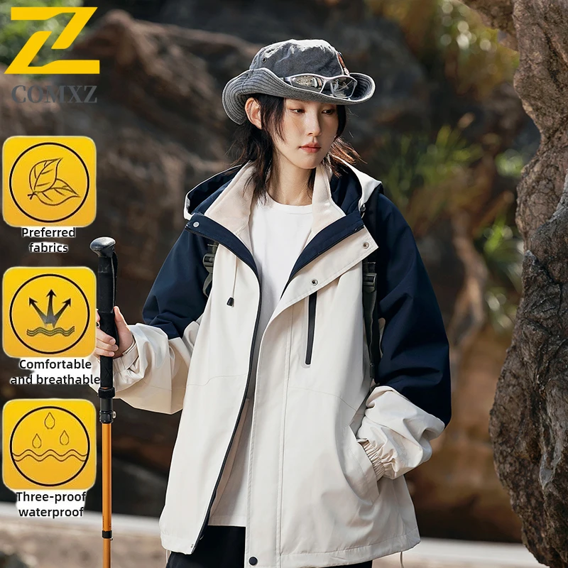 

Зарядная куртка для мужчин и женщин, новинка 2025 года, ветрозащитная, водонепроницаемая, дышащая, пальто с капюшоном «три в одном», уличная куртка для кемпинга и пешего туризма